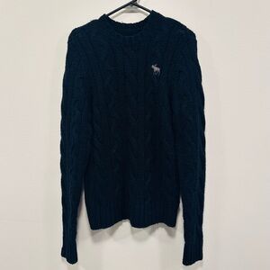 Abercrombie & Fitch women’s vintage Y2K Navy Cable Knit Crewneck sweater Large
